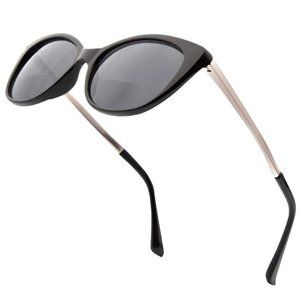 VITENZI Bifocal Reader Sunglasses Cat Eye Tinted Verona in Black +1.50